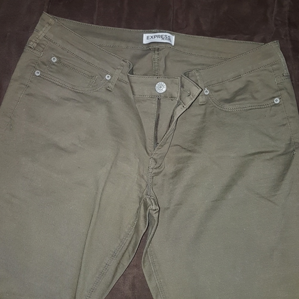 "Express" army green jean-like pant